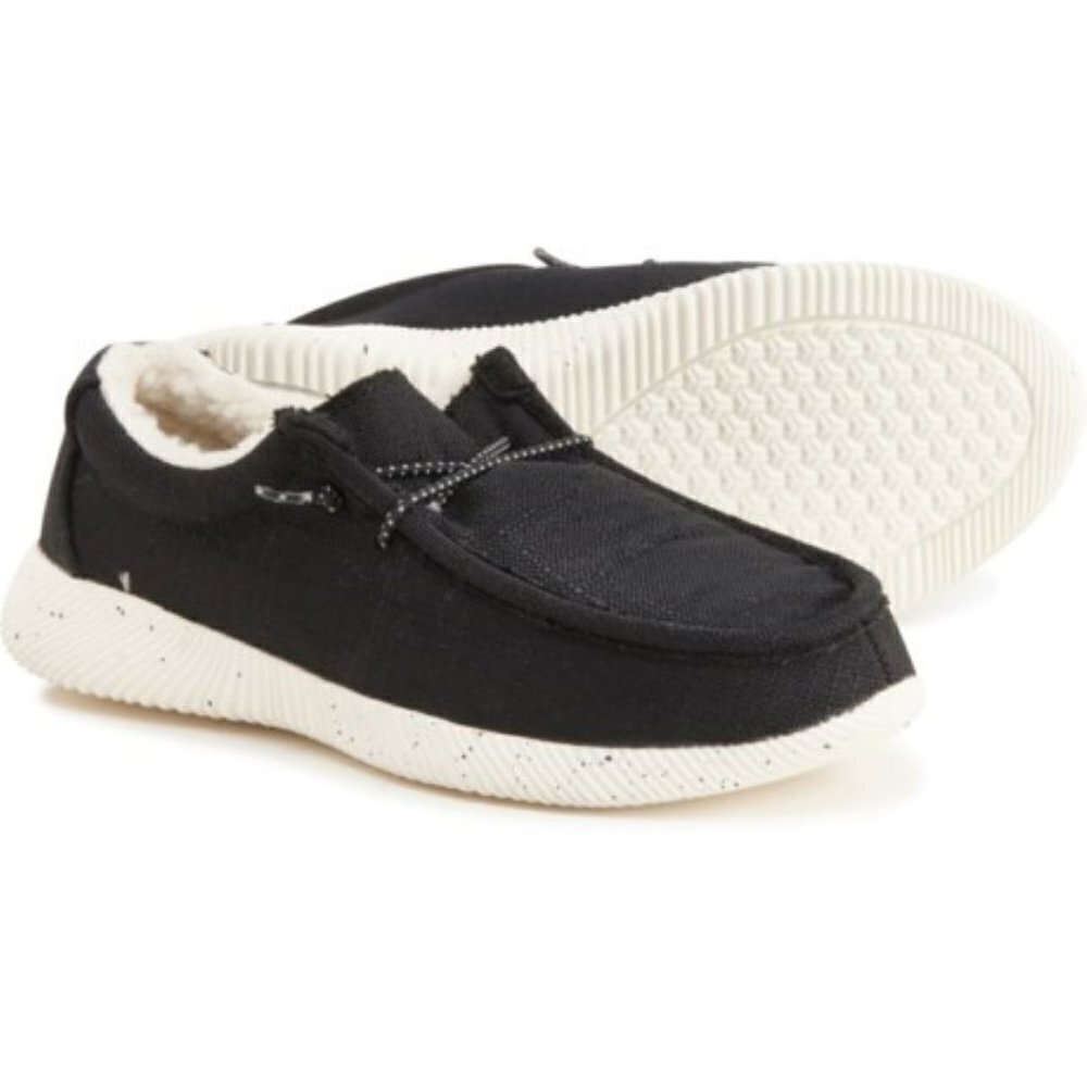 Crevo Toddler Boys and Girls Ronnie Shoes Sherpa Lined Slip-Ons-6T-Black-NIB